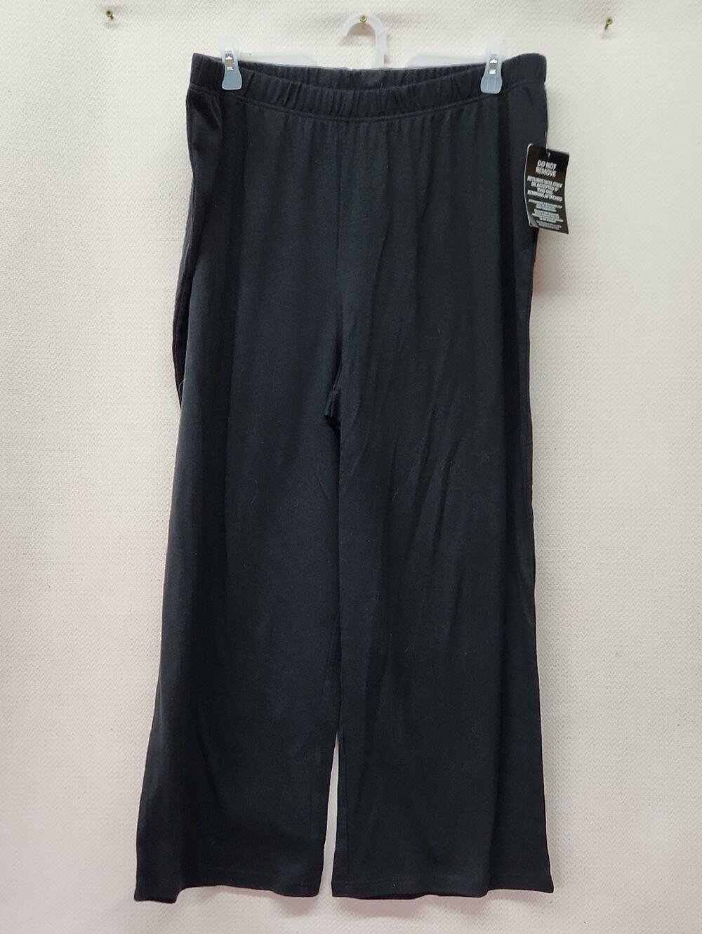 Roaman's Black Wide-Leg Pull-On Pants